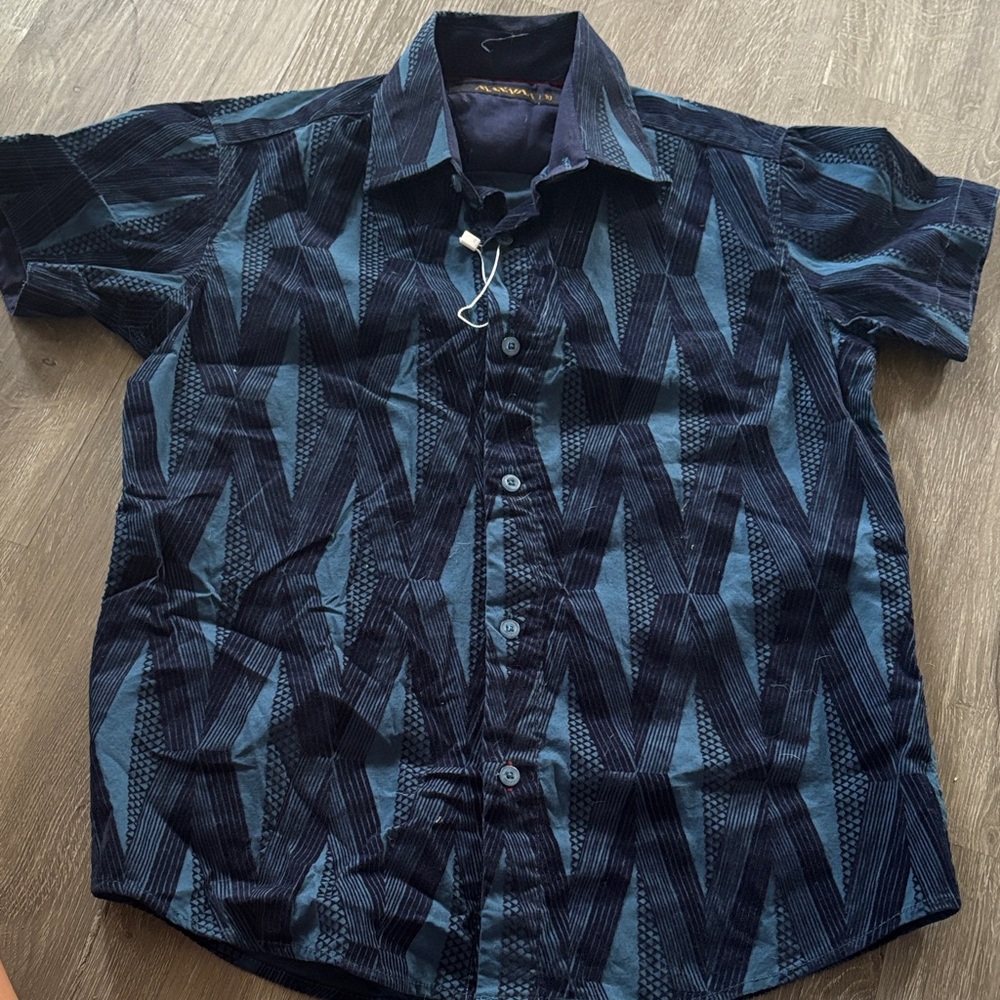 Manaola YOUTH Dark Blue Geometric Shirt